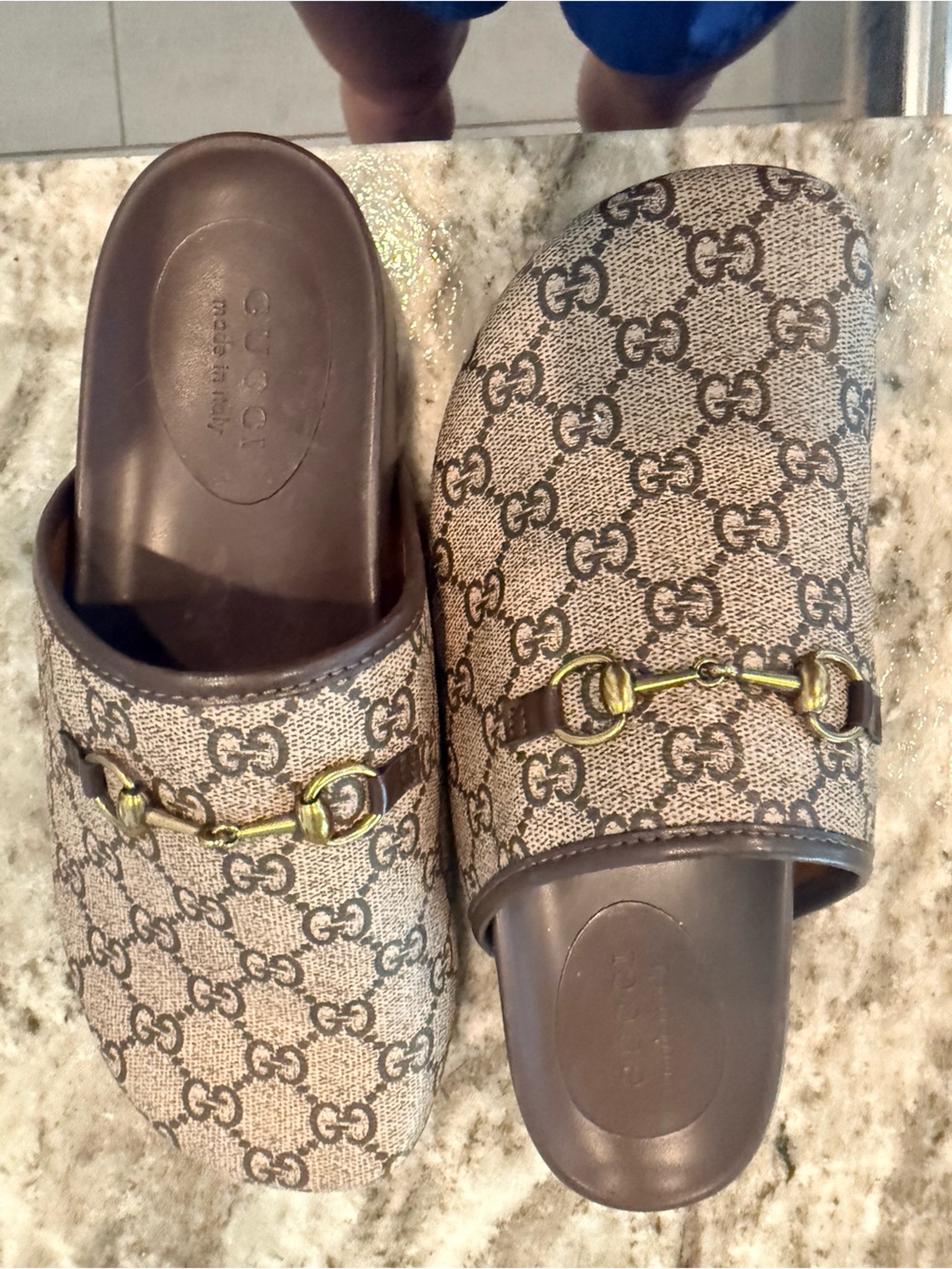 Gucci Brown Beige GG Horsebit Mules